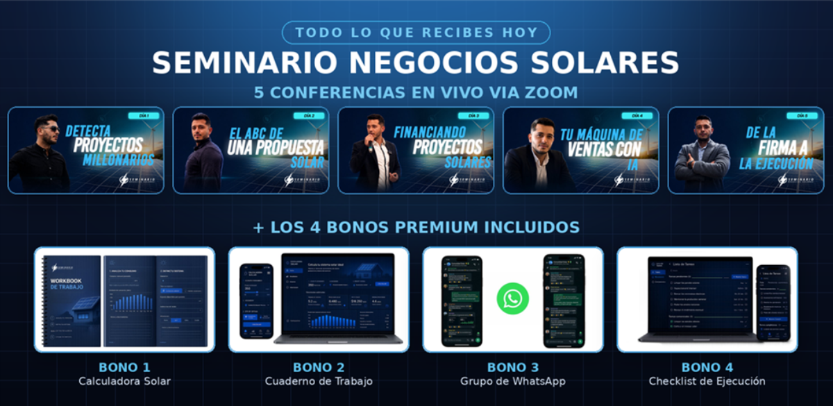 Seminario Negocios Solares — 5 conferencias y 4 bonos